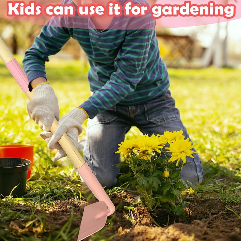 Xifando Kids Garden Lawn Hoe-Small Wooden Handle Hoe with Metal Head, 31 inches/ 79 cm Length, for Kids Garden Labor Hoe (Pink) - Image 1